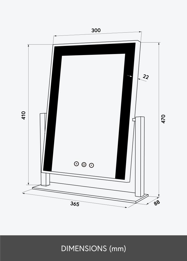 KAILA Specchio per trucco stand LED Bianco 30x41 cm