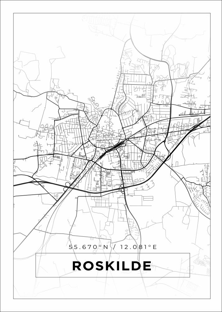 Mappa - Roskilde - Poster bianco