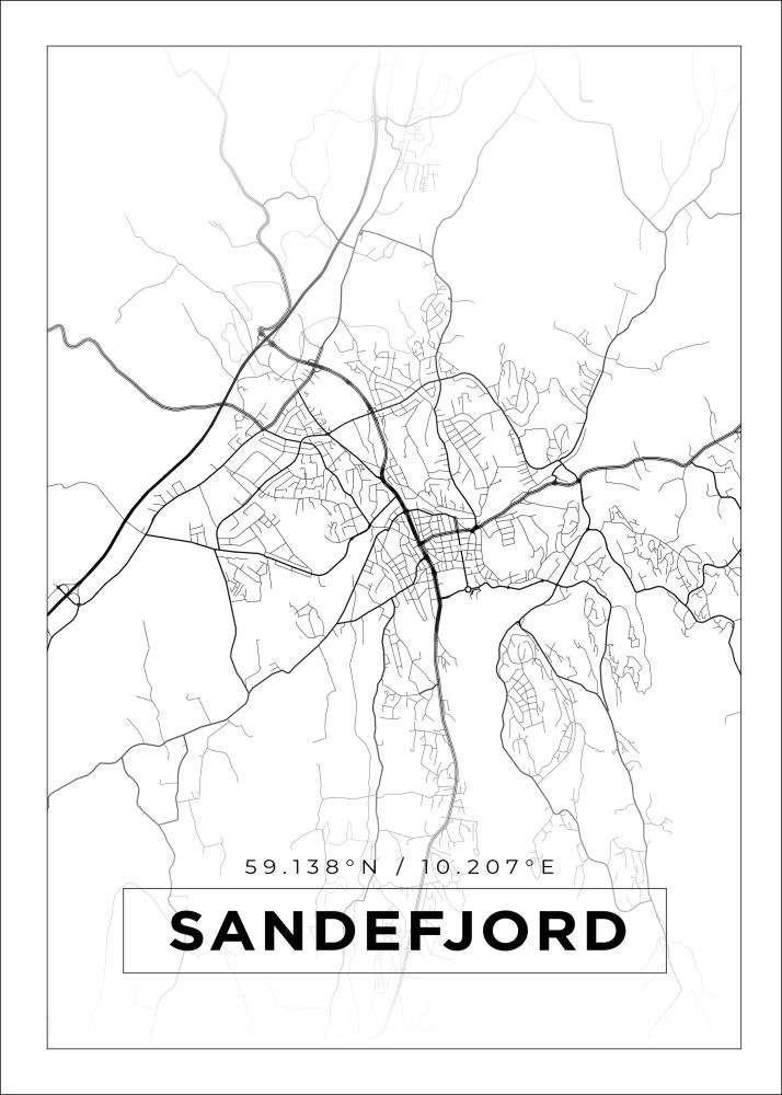 Mappa - Sandefjord - Poster bianco