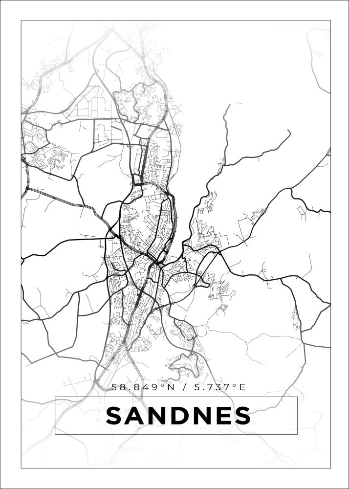 Mappa - Sandnes - Poster bianco