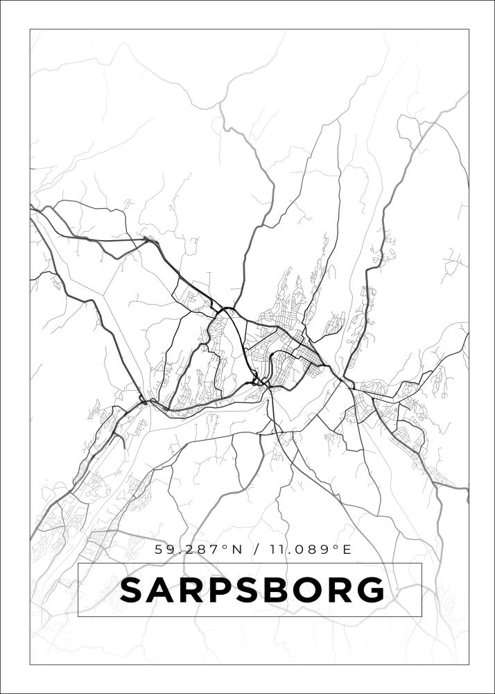 Mappa - Sarpsborg - Poster bianco