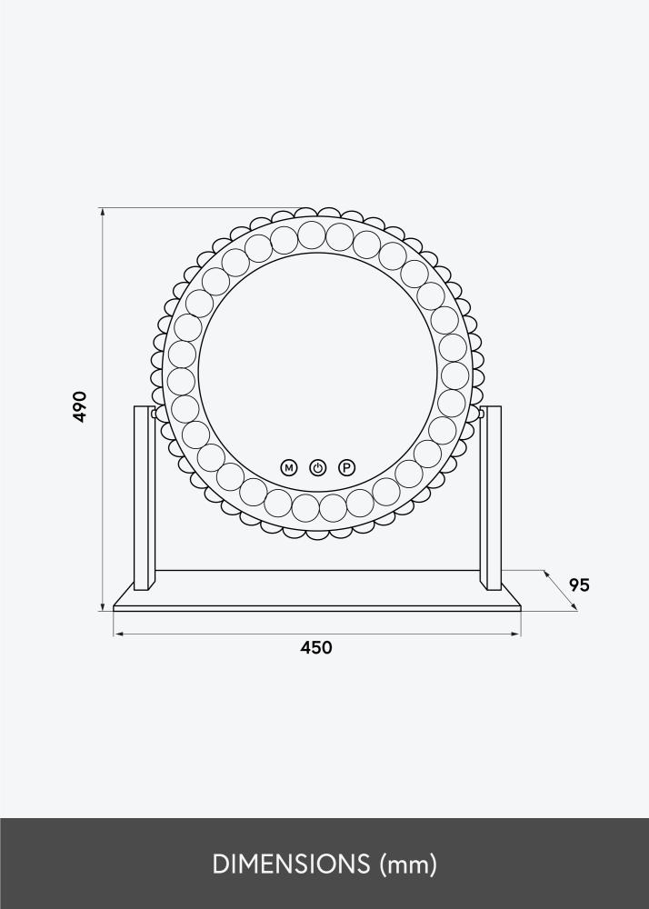 KAILA Specchio per trucco Crystal LED 46x58 cm