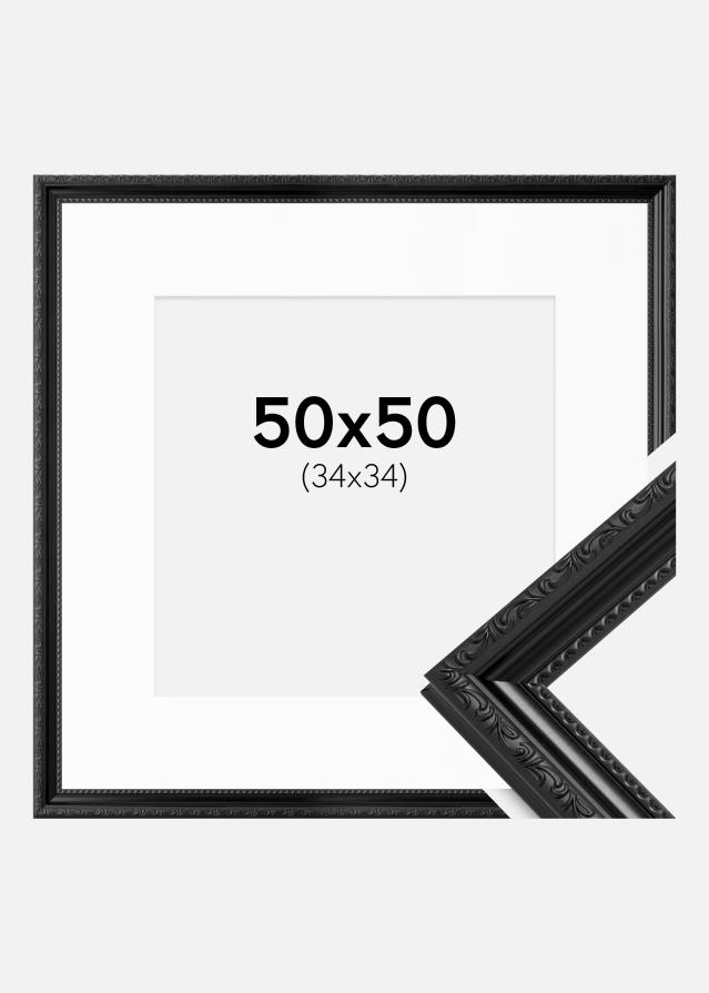 Cornice Abisko Nero 50x50 cm - Passe-partout Bianco 35x35 cm