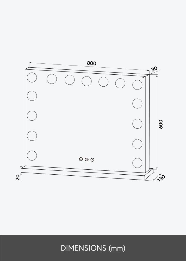 KAILA Specchio per trucco Vanity LED 15 Bianco 80x60 cm