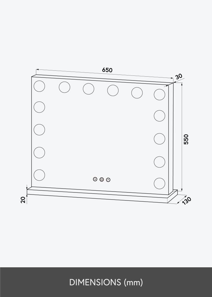 KAILA Specchio per trucco Base LED 14 Argento 65x56 cm