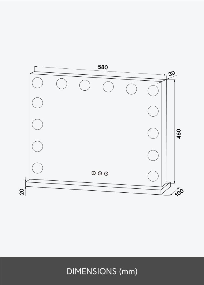 KAILA Specchio per trucco Base LED 14 Argento 56x46 cm