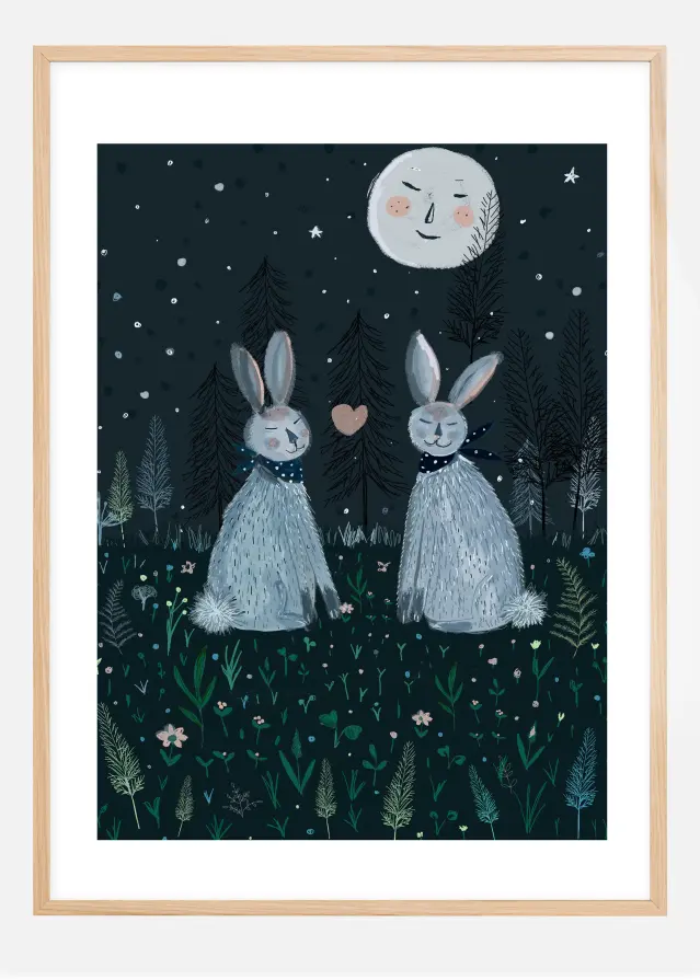 Rabbits in the Forest Poster