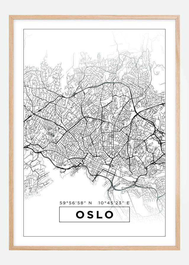 Mappa - Oslo - Bianco Poster