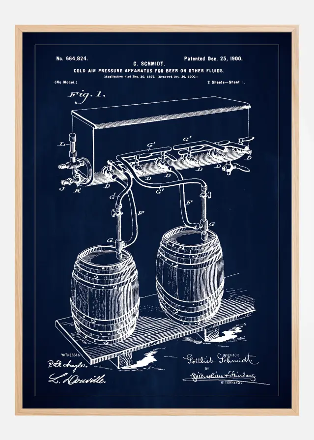 Patent Print - Beer Kegs - Blue Poster