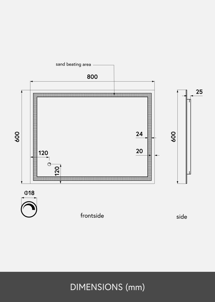 KAILA Specchio Rectangle LED 60x80 cm