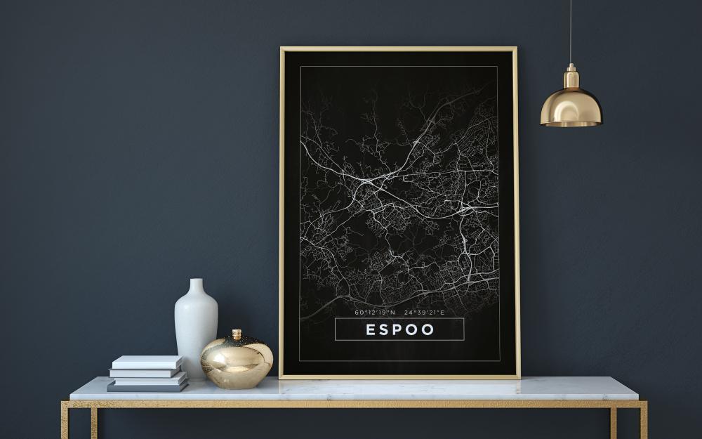 Mappa - Espoo - Poster nero