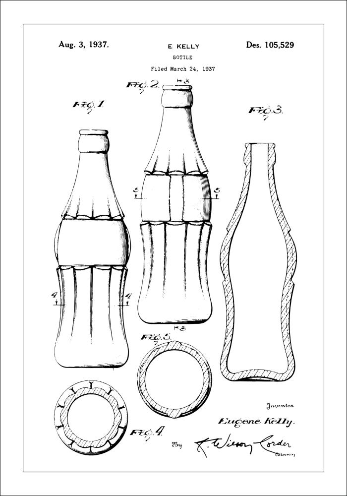 Disegni di brevetti - Bottiglia di Coca-Cola Poster