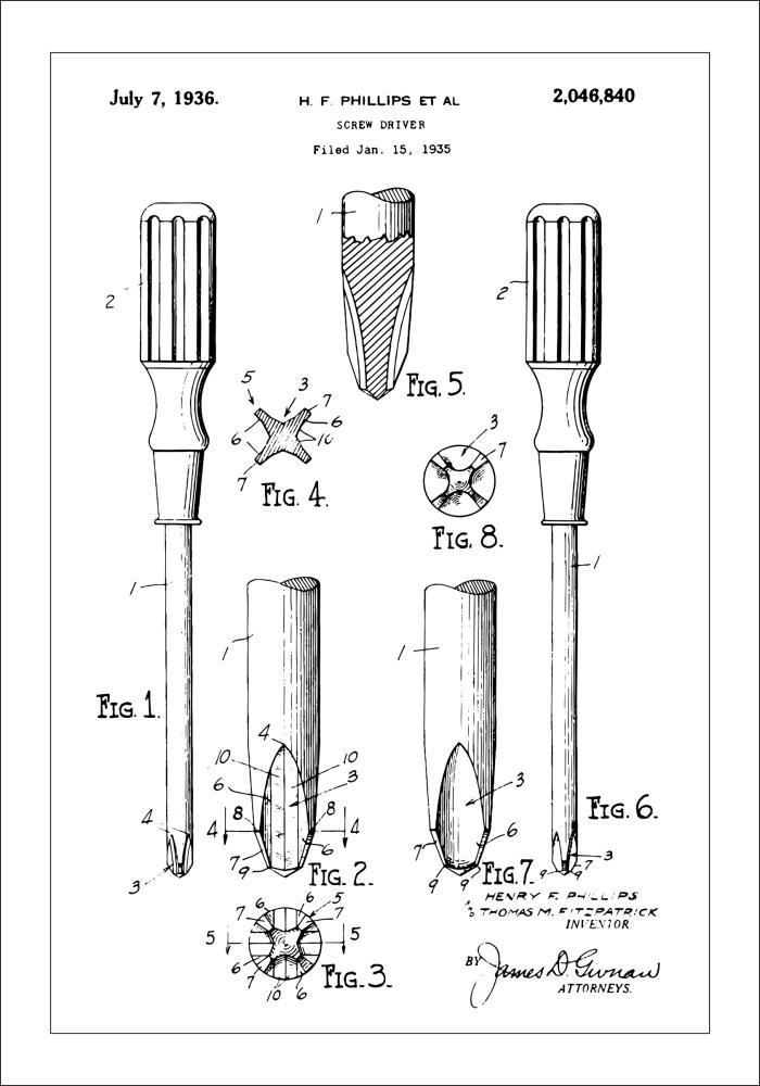 Disegni di brevetti - Cacciavite Poster