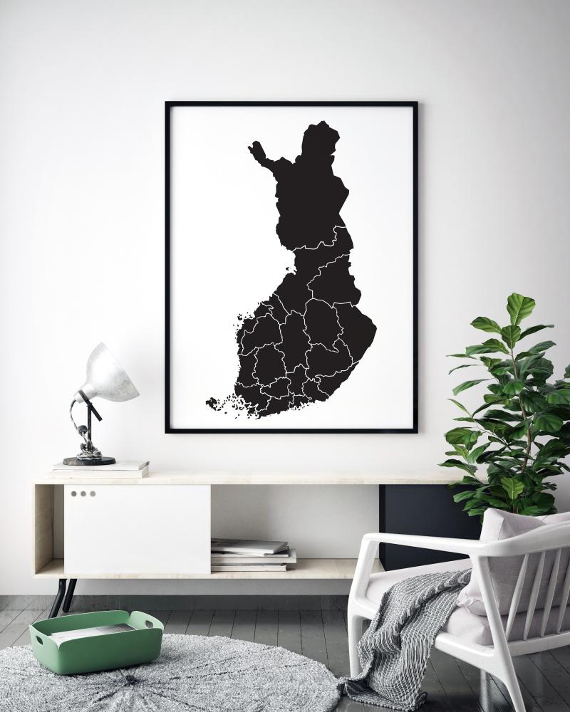 Mappa - Finland - Nero Poster