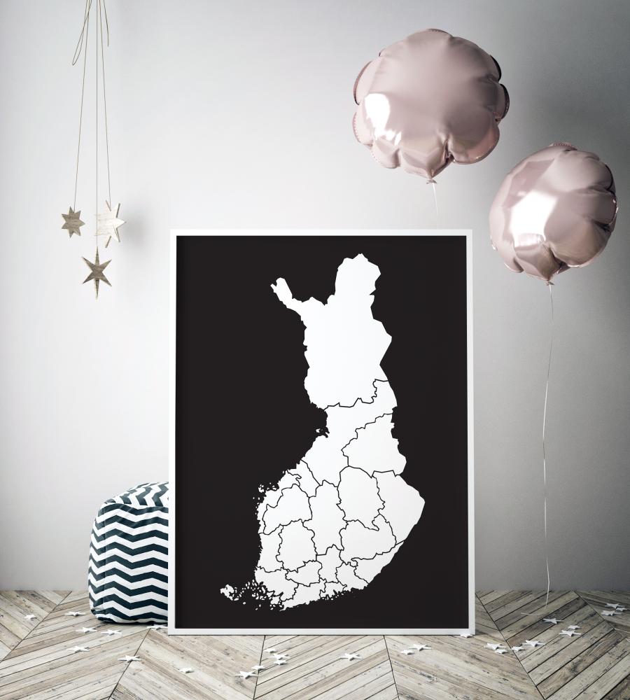 Mappa - Finland - Bianco Poster