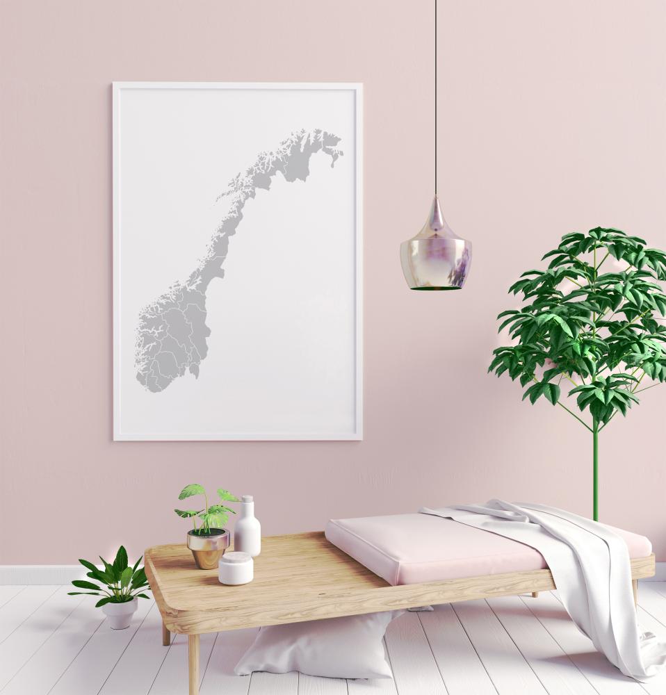 Mappa - Norge - Grigio Poster