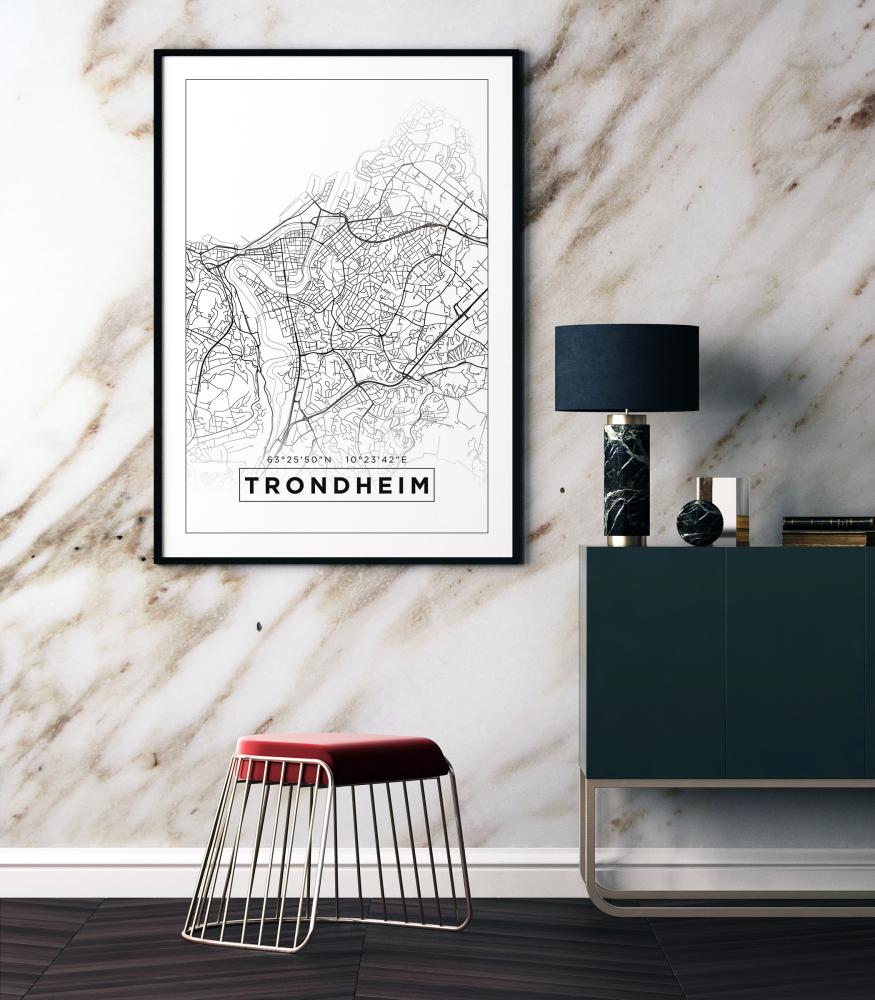 Mappa - Trondheim - Poster bianco