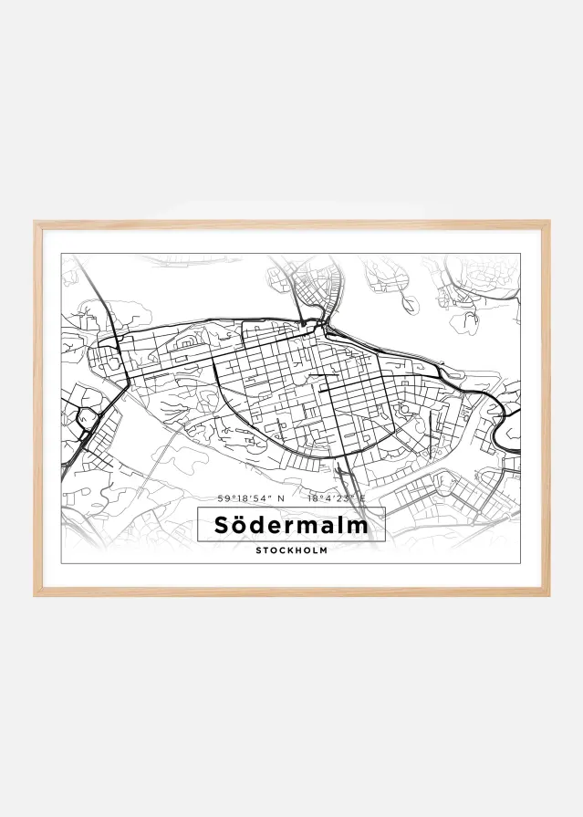 Mappa - Södermalm - Poster bianco