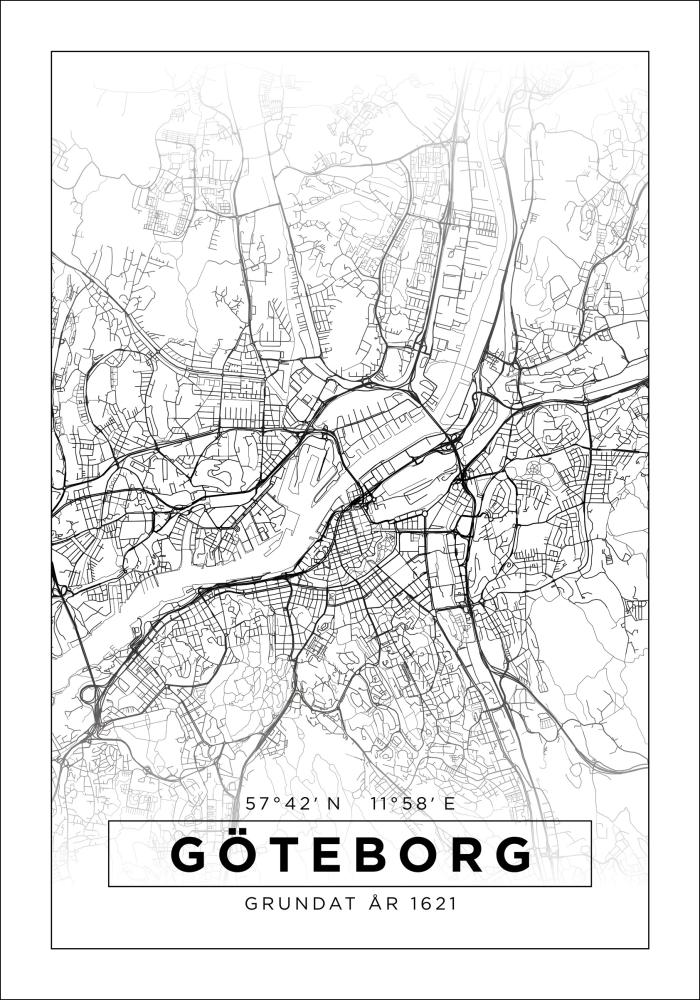 Mappa - Göteborg - Bianco Poster