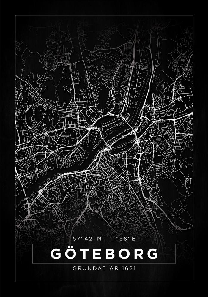 Mappa - Göteborg - Nero Poster