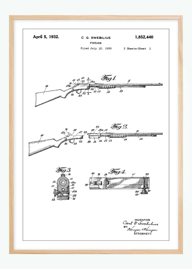 Disegni di brevetti - Fucile I Poster