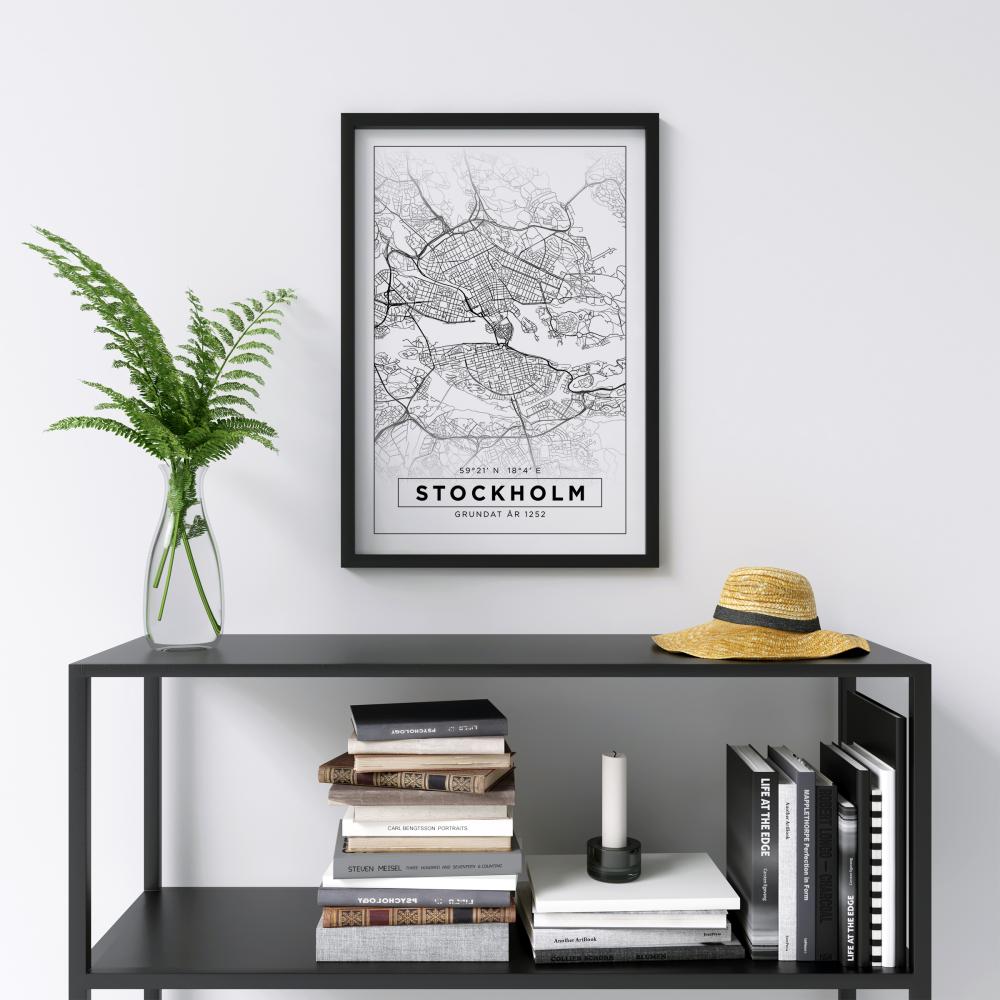 Mappa - Stoccolma - Poster bianco