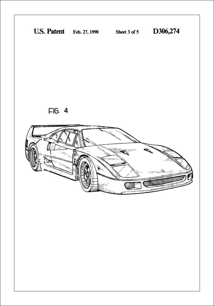 Disegni di brevetti - Ferrari F40 II Poster