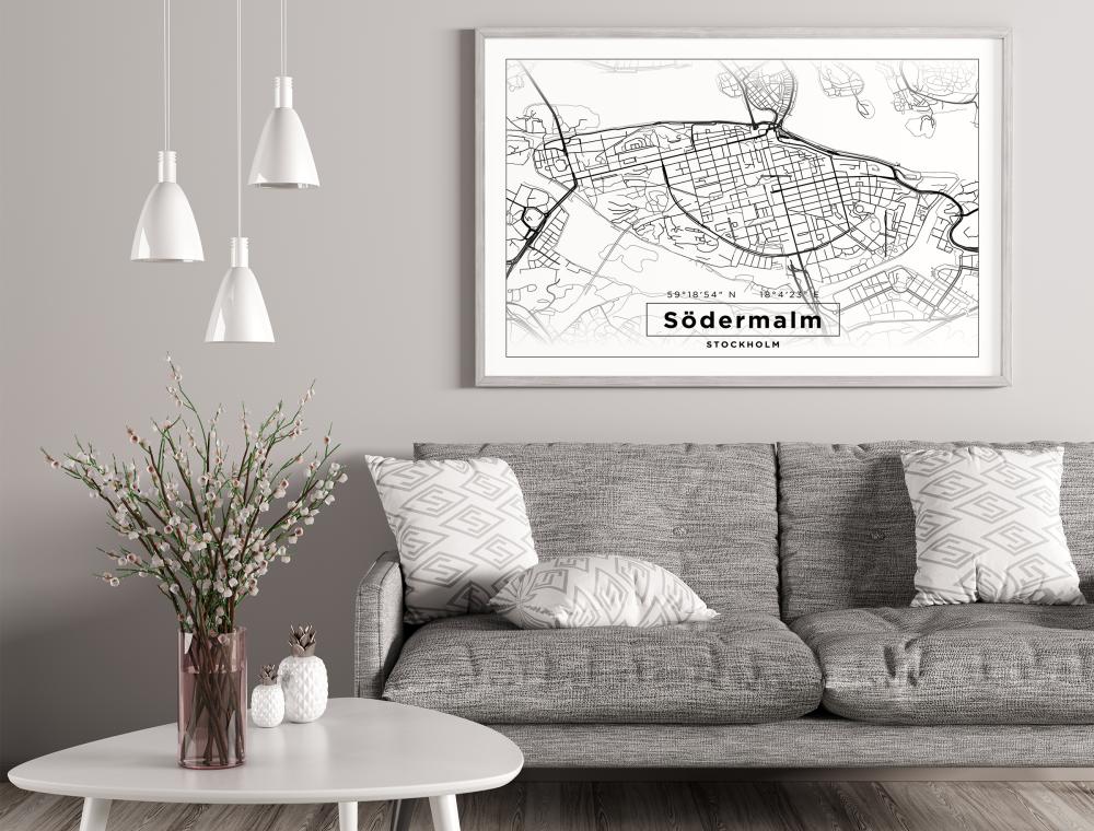 Mappa - Södermalm - Poster bianco